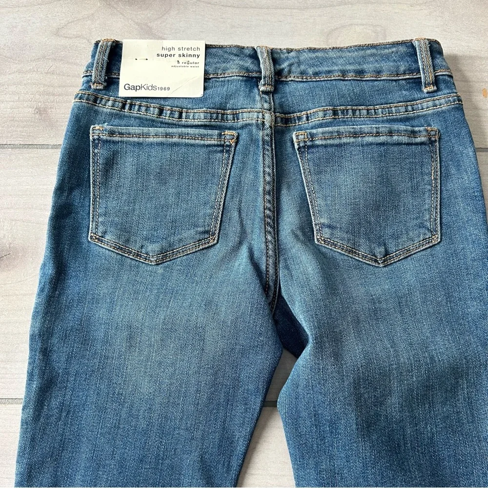 NWT Gap Kids High Stretch Super Skinny Adjustable Waist Denim Patchwork Jeans